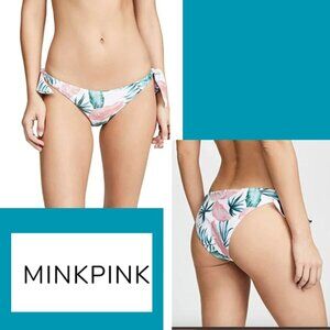 MINKPINK Anjuna Tie Bikini Bottoms Tropical White NWT Sz L